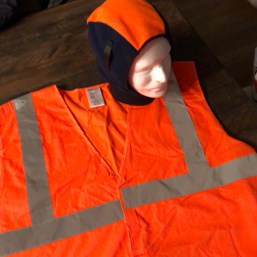 Bright Safety vest and Head & neck hood